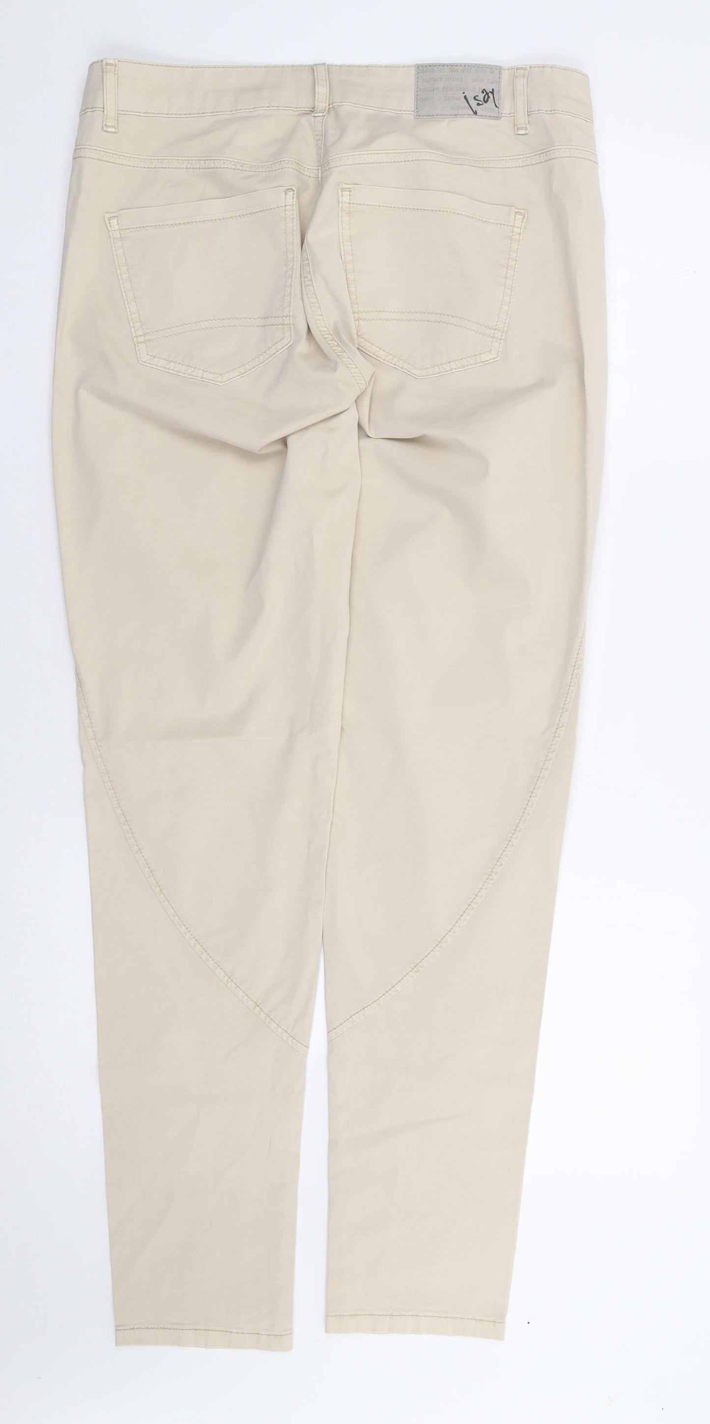 I Say  Womens Beige  Cotton Chino Trousers Size 38 L31 in Regular Zip