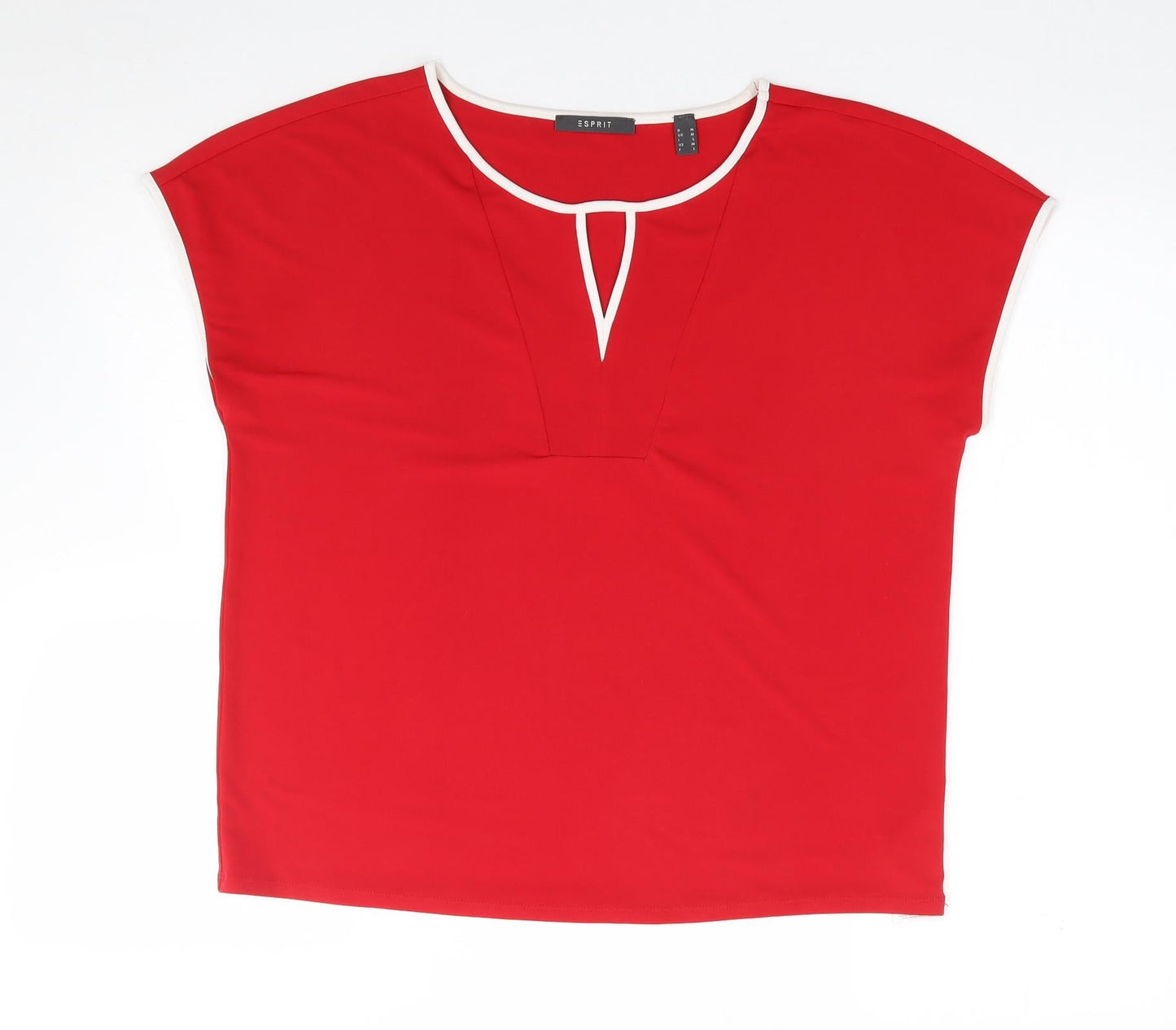 ESpirit Womens Red  Polyester Jersey T-Shirt Size M Crew Neck