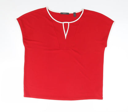 ESpirit Womens Red  Polyester Jersey T-Shirt Size M Crew Neck