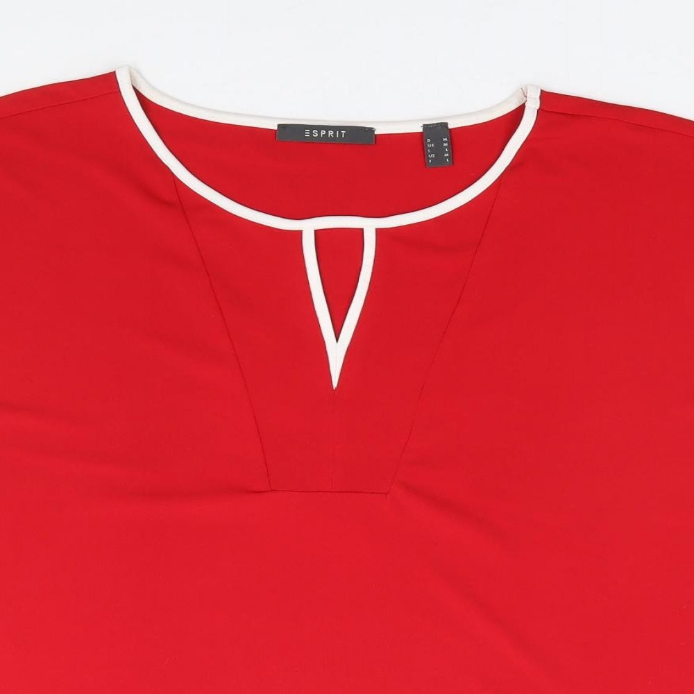 ESpirit Womens Red  Polyester Jersey T-Shirt Size M Crew Neck