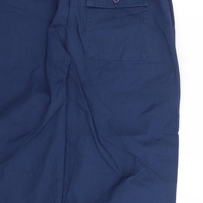 Cotton Traders Womens Blue  Cotton Cropped Trousers Size M  Regular Drawstring
