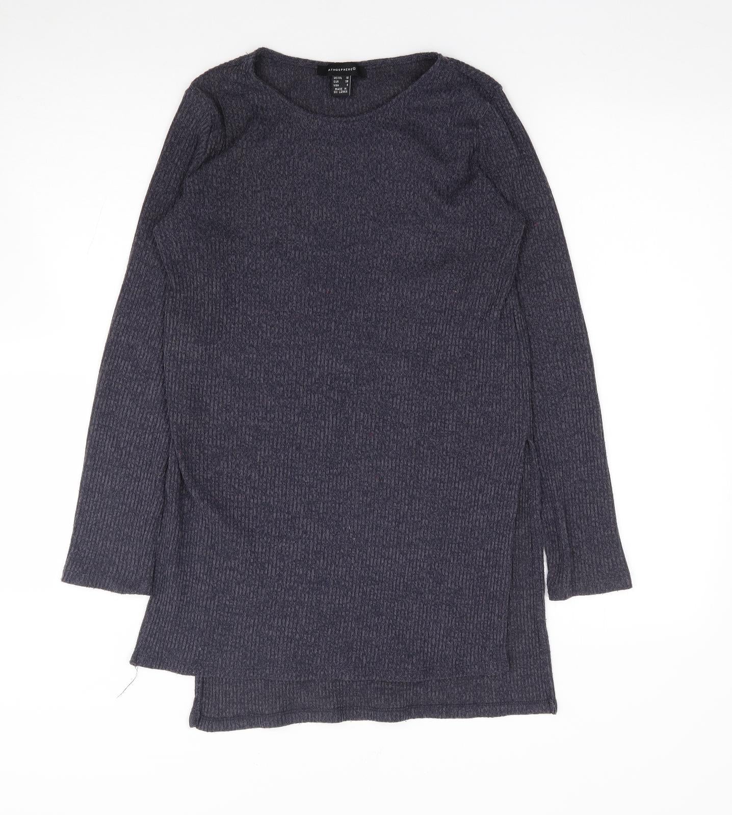 Primark Womens Blue  Polyester Jersey T-Shirt Size 10 Round Neck - Ribbed