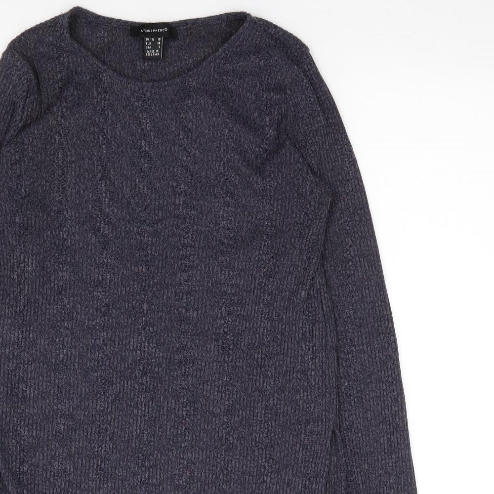 Primark Womens Blue  Polyester Jersey T-Shirt Size 10 Round Neck - Ribbed