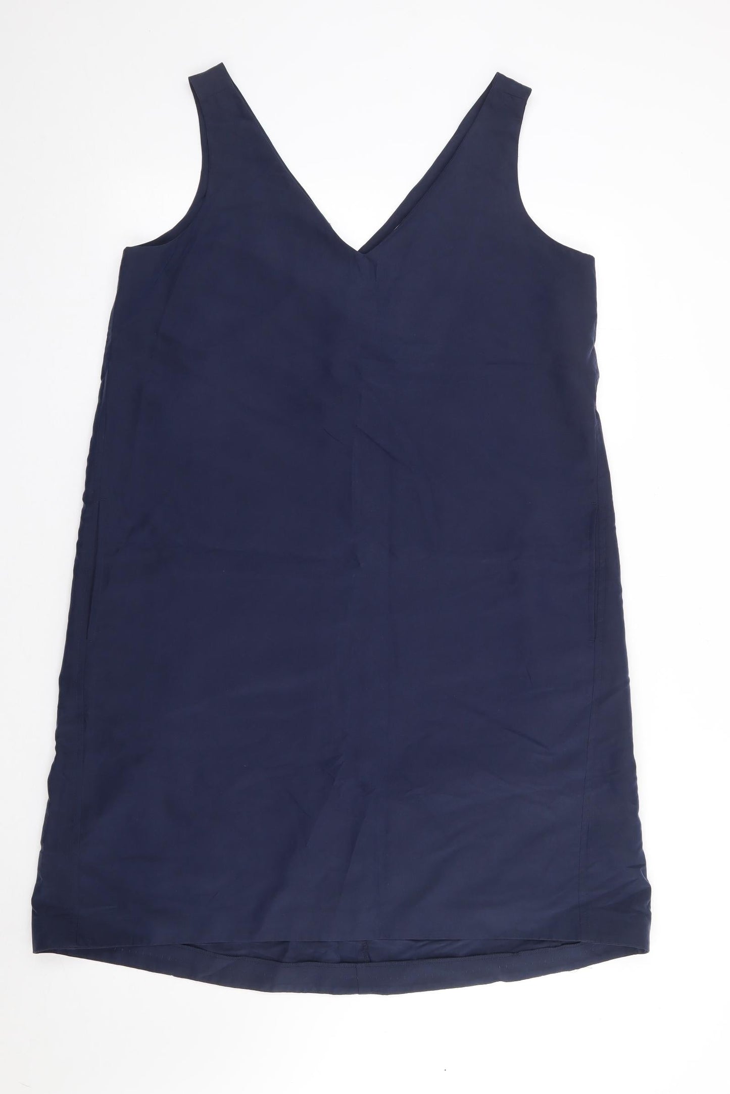 Marks and Spencer Womens Blue  Polyester Shift  Size 14  V-Neck Pullover