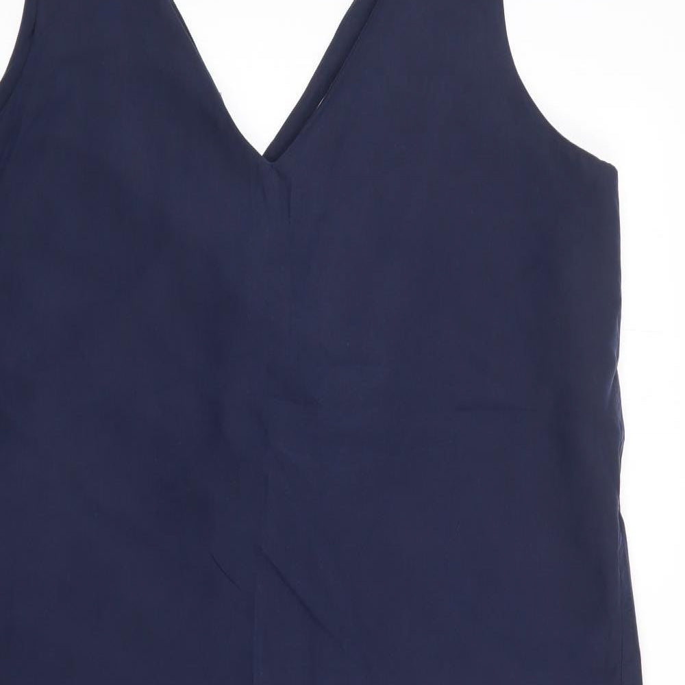 Marks and Spencer Womens Blue  Polyester Shift  Size 14  V-Neck Pullover