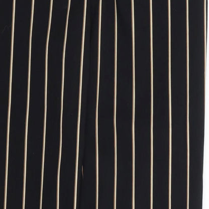 Mango Womens Black Striped Viscose Trousers  Size 8 L27 in Regular Zip