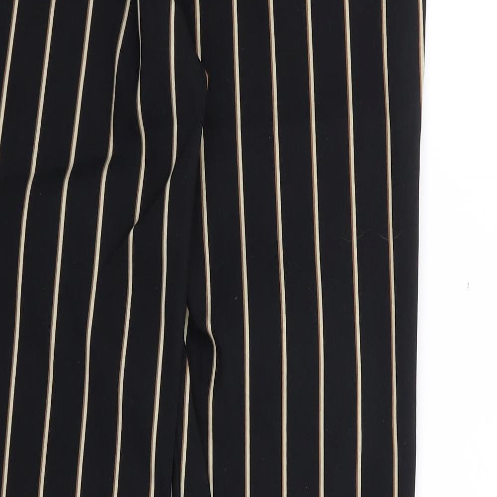 Mango Womens Black Striped Viscose Trousers  Size 8 L27 in Regular Zip