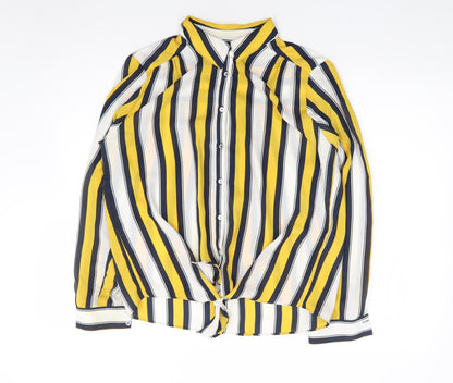 Womens UK Size 12 Wallis Yellow Jersey Button-Up
