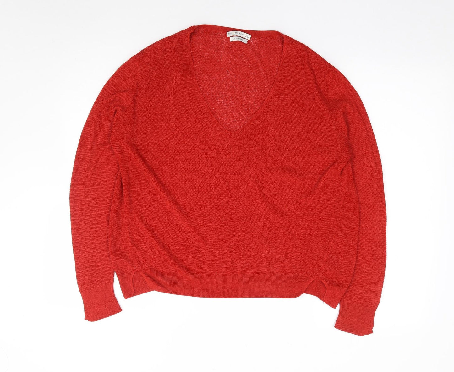 Womens UK Size S Zara Red Jersey T-Shirt