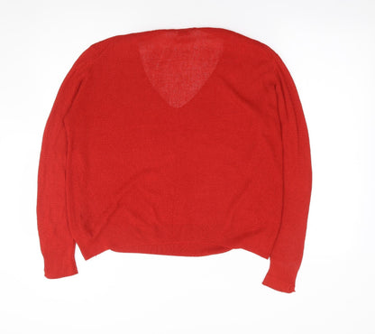 Womens UK Size S Zara Red Jersey T-Shirt