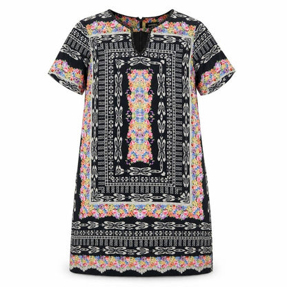 Pomodoro Womens Multicoloured Geometric Polyester A-Line  Size 10  V-Neck Zip