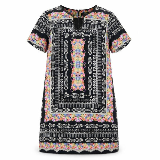 Pomodoro Womens Multicoloured Geometric Polyester A-Line  Size 10  V-Neck Zip
