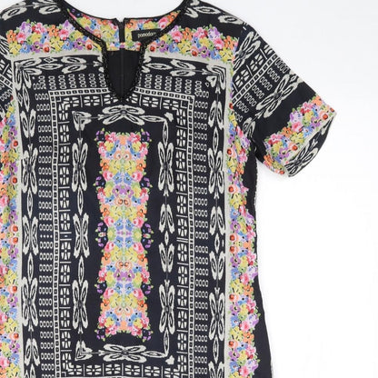 Pomodoro Womens Multicoloured Geometric Polyester A-Line  Size 10  V-Neck Zip