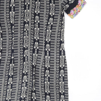 Pomodoro Womens Multicoloured Geometric Polyester A-Line  Size 10  V-Neck Zip