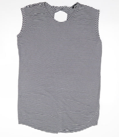 F&F Womens Blue Striped Viscose A-Line  Size 16  Scoop Neck Pullover