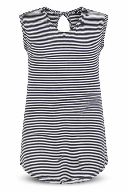 F&F Womens Blue Striped Viscose A-Line  Size 16  Scoop Neck Pullover