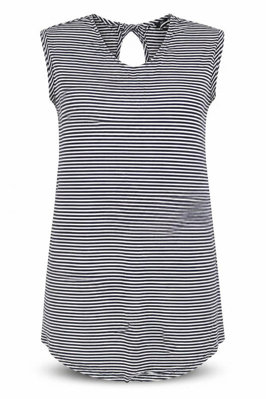 F&F Womens Blue Striped Viscose A-Line  Size 16  Scoop Neck Pullover