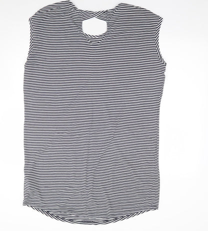 F&F Womens Blue Striped Viscose A-Line  Size 16  Scoop Neck Pullover