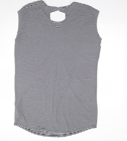 F&F Womens Blue Striped Viscose A-Line  Size 16  Scoop Neck Pullover