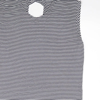 F&F Womens Blue Striped Viscose A-Line  Size 16  Scoop Neck Pullover