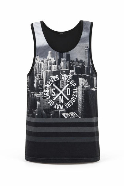 Inside Youth Boys Black Geometric Polyester Jersey Tank Size XS Round Neck Pullover