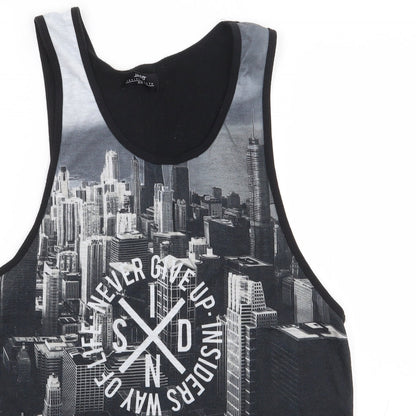 Inside Youth Boys Black Geometric Polyester Jersey Tank Size XS Round Neck Pullover