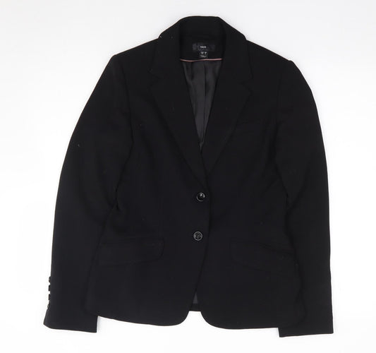 H&M  Womens Black  Polyester Jacket Suit Jacket Size 10
