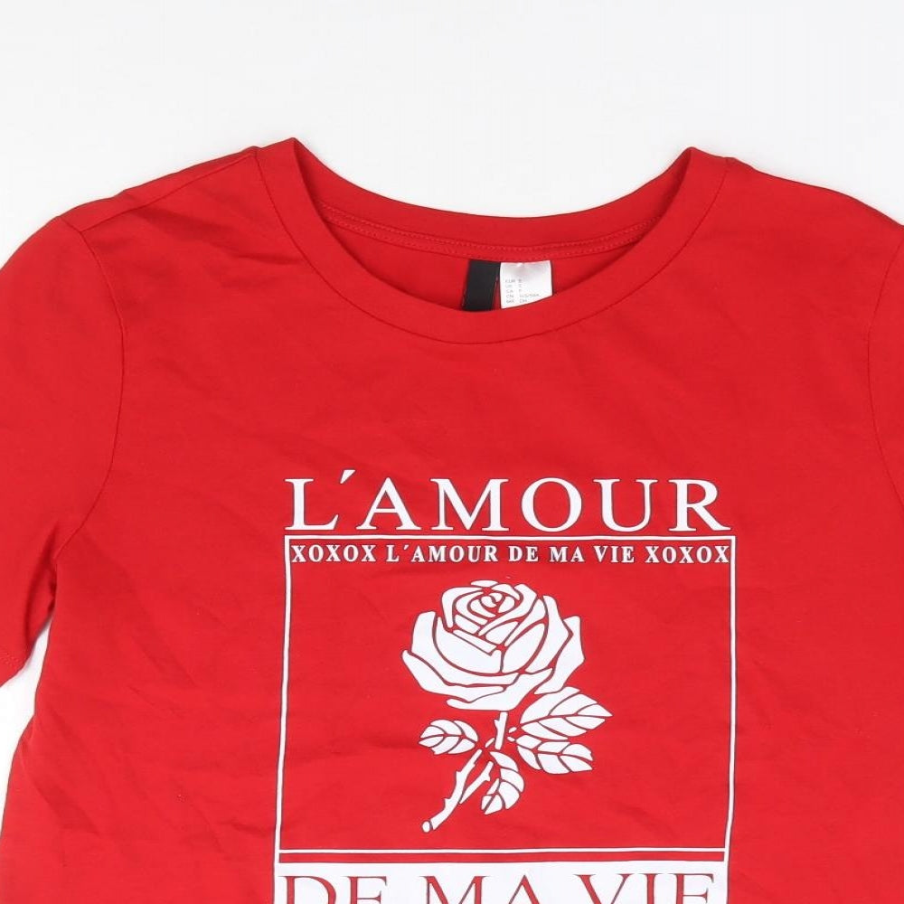 Womens UK Size S H&M Red Jersey T-Shirt