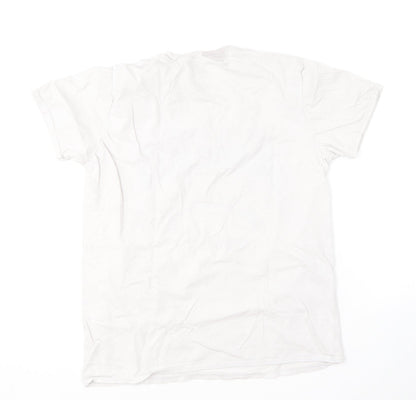 F&F Womens White  Cotton Basic T-Shirt Size M Round Neck - Heroes