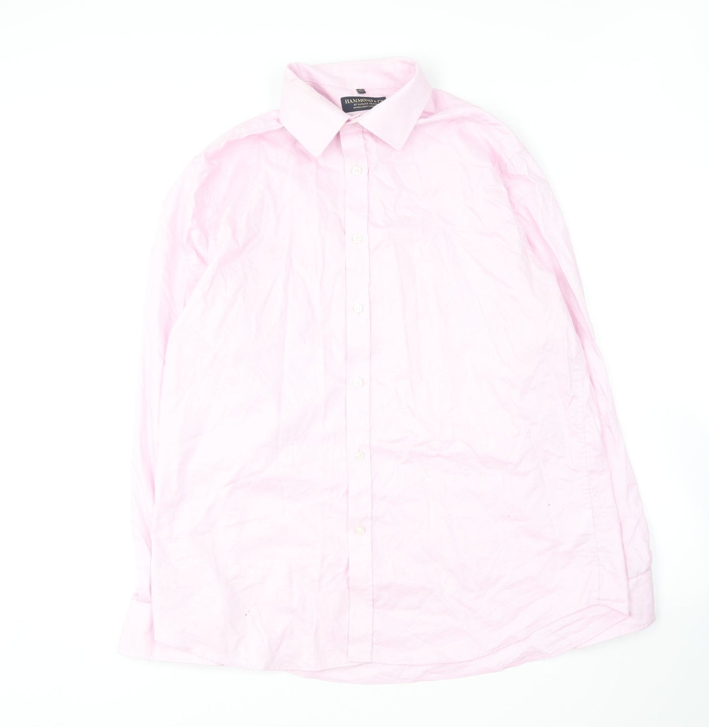 Mens UK Size 17 Hammond & Co Pink  Button-Up Long Sleeve Casual Shirt