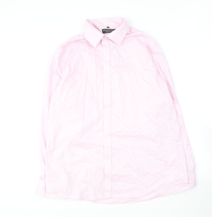 Mens UK Size 17 Hammond & Co Pink  Button-Up Long Sleeve Casual Shirt