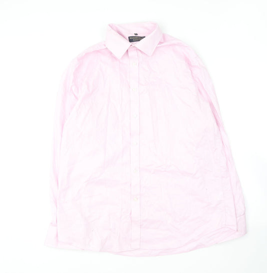 Mens UK Size 17 Hammond & Co Pink  Button-Up Long Sleeve Casual Shirt