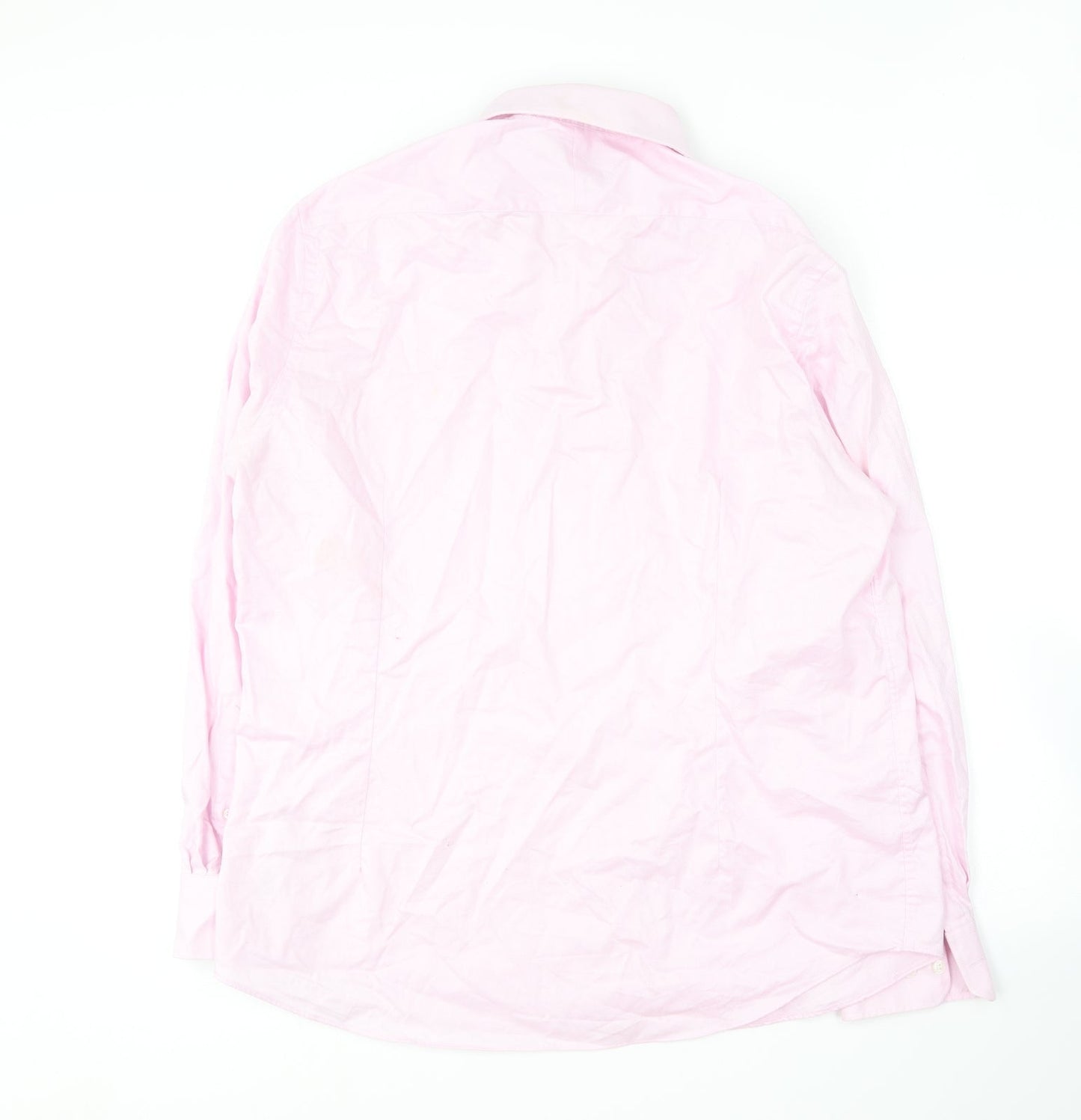 Mens UK Size 17 Hammond & Co Pink  Button-Up Long Sleeve Casual Shirt