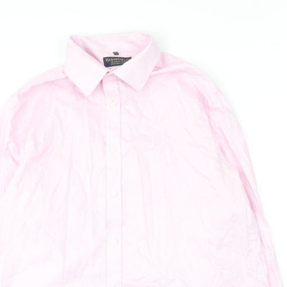 Mens UK Size 17 Hammond & Co Pink  Button-Up Long Sleeve Casual Shirt