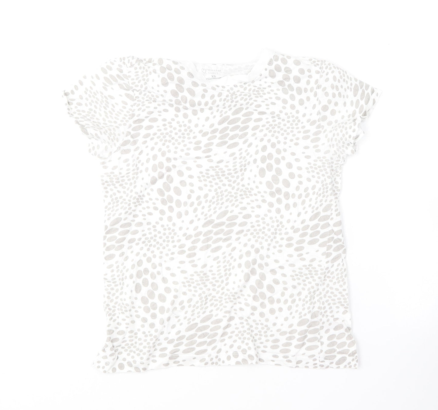 Primark Womens Beige Animal Print Cotton Basic T-Shirt Size 6 Round Neck