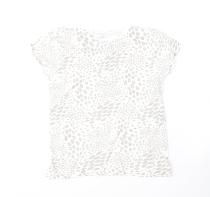 Primark Womens Beige Animal Print Cotton Basic T-Shirt Size 6 Round Neck