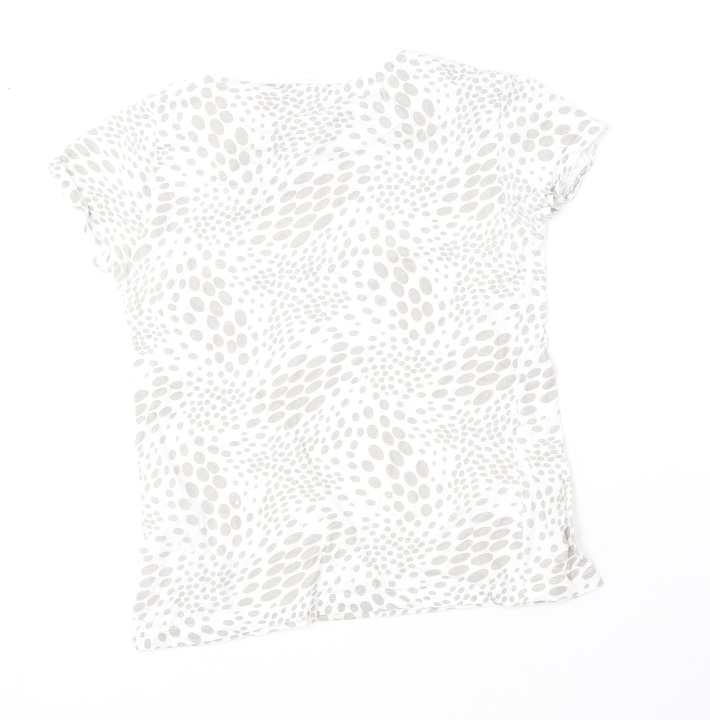 Primark Womens Beige Animal Print Cotton Basic T-Shirt Size 6 Round Neck