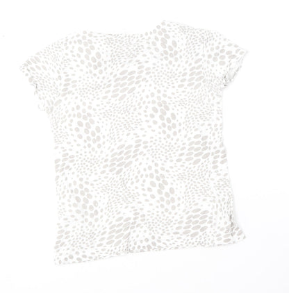 Primark Womens Beige Animal Print Cotton Basic T-Shirt Size 6 Round Neck