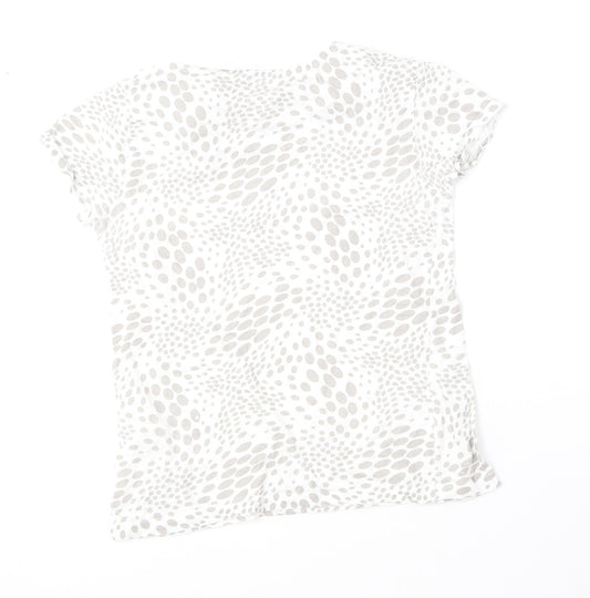 Primark Womens Beige Animal Print Cotton Basic T-Shirt Size 6 Round Neck