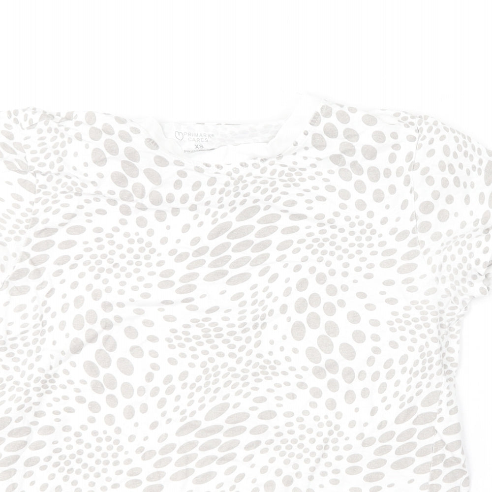 Primark Womens Beige Animal Print Cotton Basic T-Shirt Size 6 Round Neck