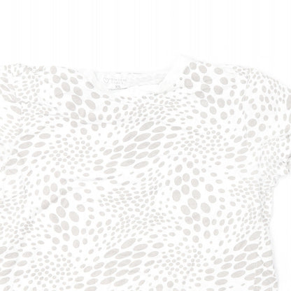 Primark Womens Beige Animal Print Cotton Basic T-Shirt Size 6 Round Neck