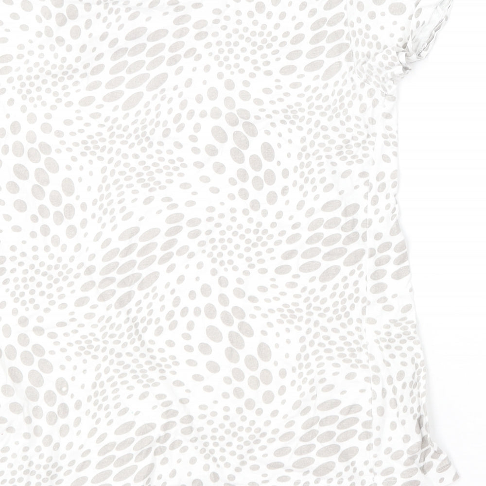 Primark Womens Beige Animal Print Cotton Basic T-Shirt Size 6 Round Neck