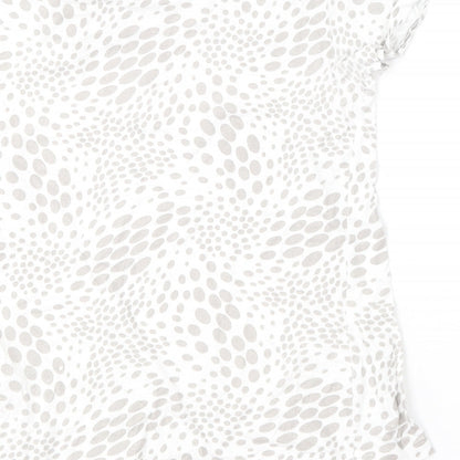Primark Womens Beige Animal Print Cotton Basic T-Shirt Size 6 Round Neck