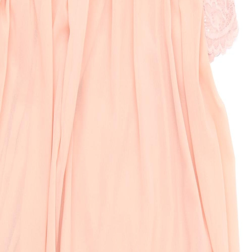 Preworn Womens Pink  Polyester Ball Gown  Size M  V-Neck