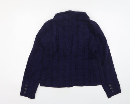 Marks and Spencer Womens Blue Floral Cotton Jacket Suit Jacket Size 14