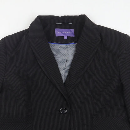 Autonomy Womens Black Striped Polyester Jacket Suit Jacket Size 16