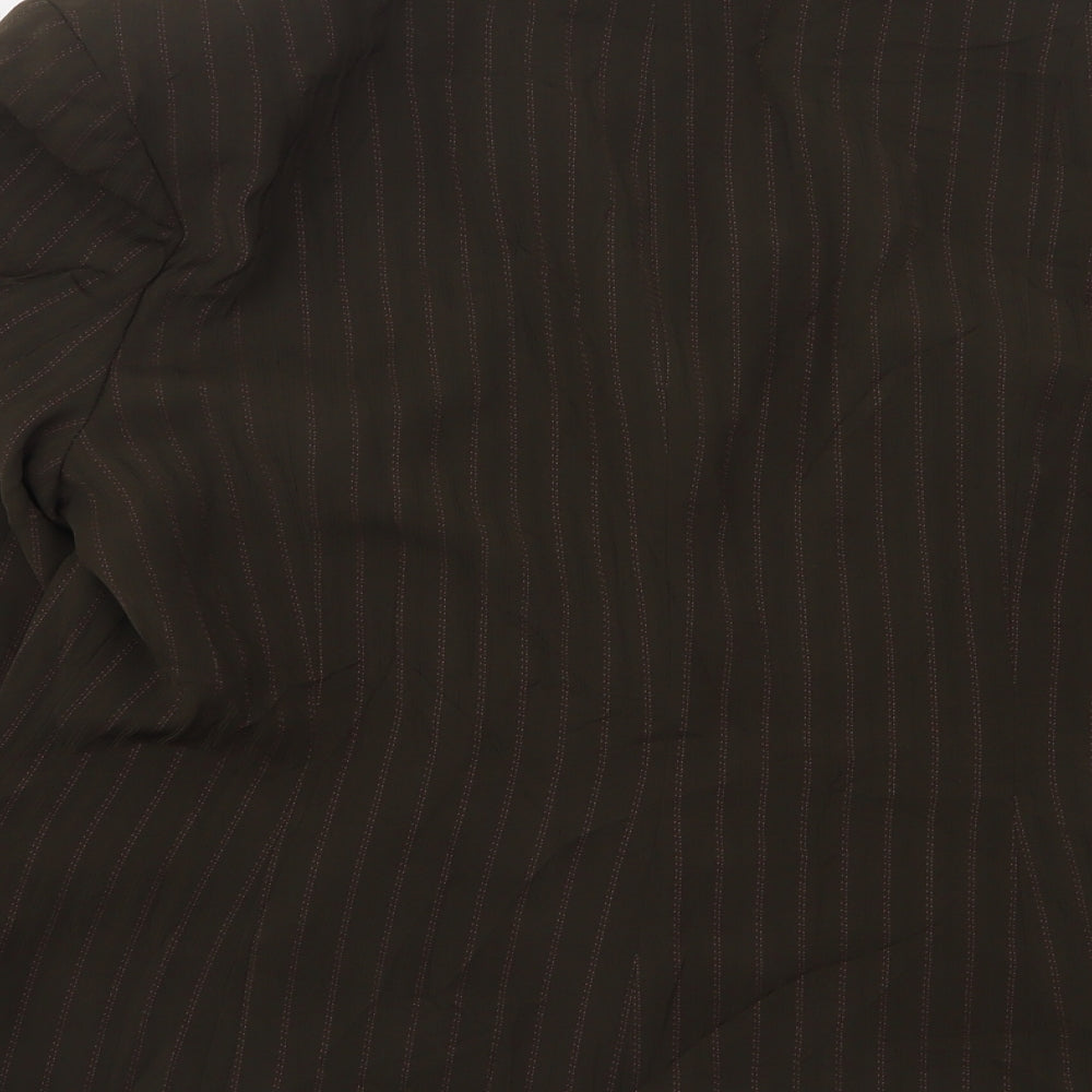 George Womens Brown Striped Polyester Jacket Suit Jacket Size 16
