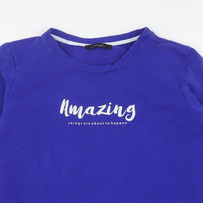 Dayz Womens Blue  Cotton Pullover Sweatshirt Size S