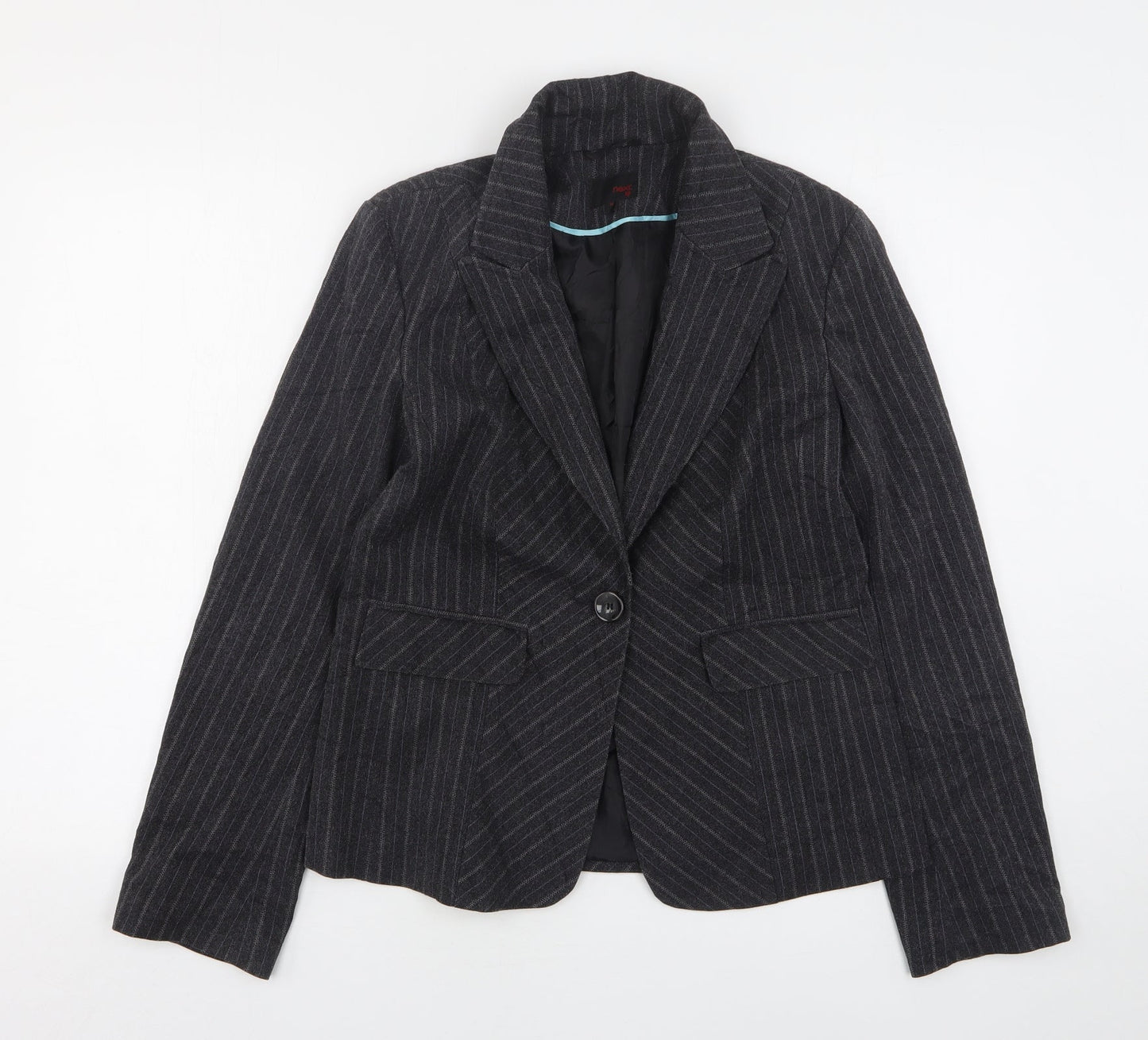 NEXT Womens Grey Striped Polyester Jacket Suit Jacket Size 14