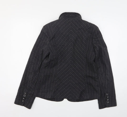 NEXT Womens Grey Striped Polyester Jacket Suit Jacket Size 14